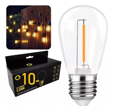 Kit 10 Lâmpadas Bolinha Filamento Led 1w S14 Iluminação MercadoLivre