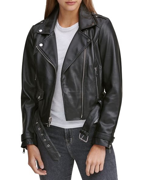 Marc New York Belted Leather Moto Jacket In Black ModeSens