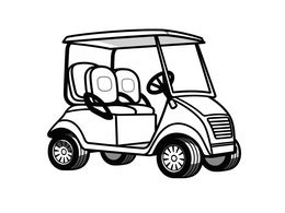 Whimsical Golf Cart Coloring Page - Coloring Page