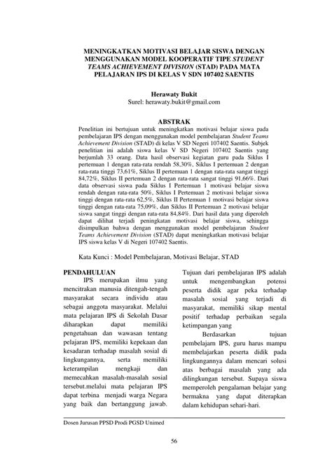 Pdf Meningkatkan Motivasi Belajar Siswa Dengan Menggunakan Model