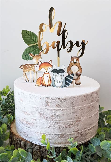 Woodland Oh Baby Cake Topper Woodland Baby Shower Etsy