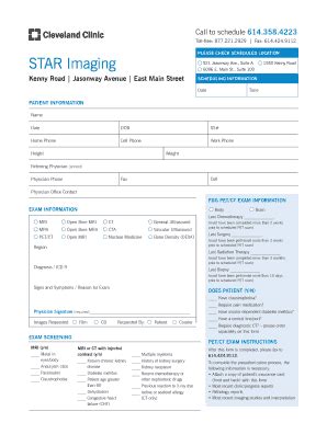 Fillable Online My Clevelandclinic STAR Imaging Cleveland Clinic My