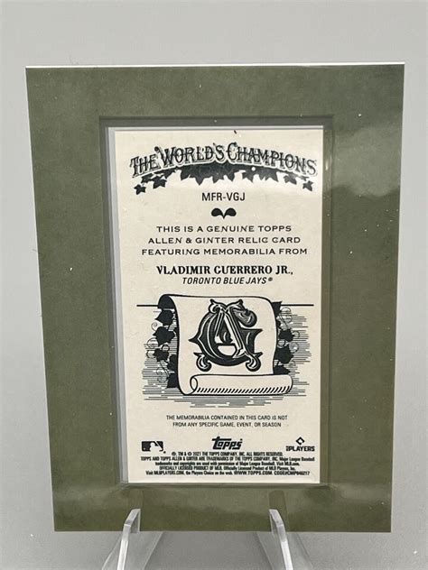 Vladimir Guerrero Jr 2021 Topps Allen Ginter Memorabilia Framed