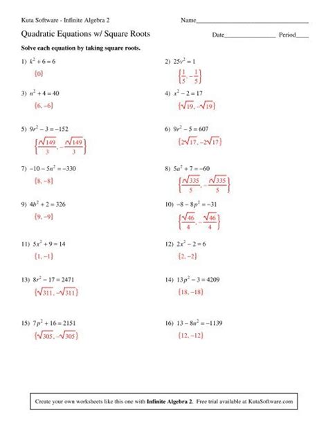 Solving Square Root Equations Worksheet Kuta Tessshebaylo