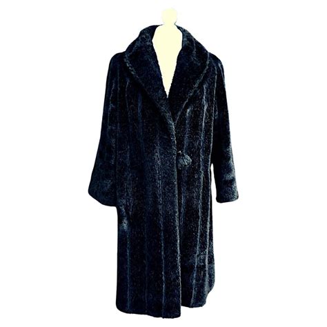 Black Grevelour Princesse Shawl Collar Faux Fur Luxury Coat Circa 1960s