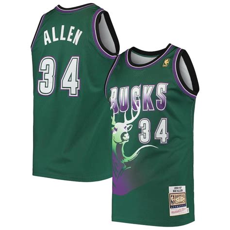 Ray Allen Milwaukee Bucks Mitchell & Ness 1996 Hardwood Classics Jersey ...