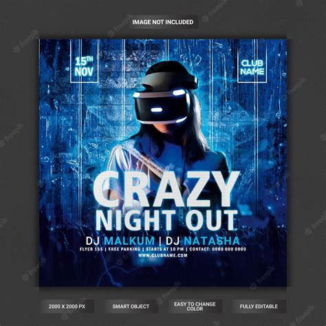 Premium PSD | Crazy night out club party flyer