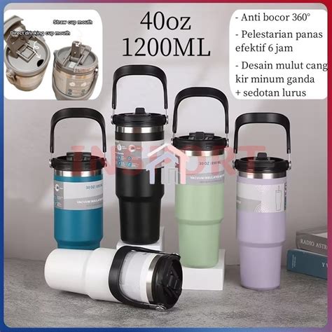 Jual COD1200ml 890ml Premium Tumbler Handle 2in1 Kapasitas 40 Oz