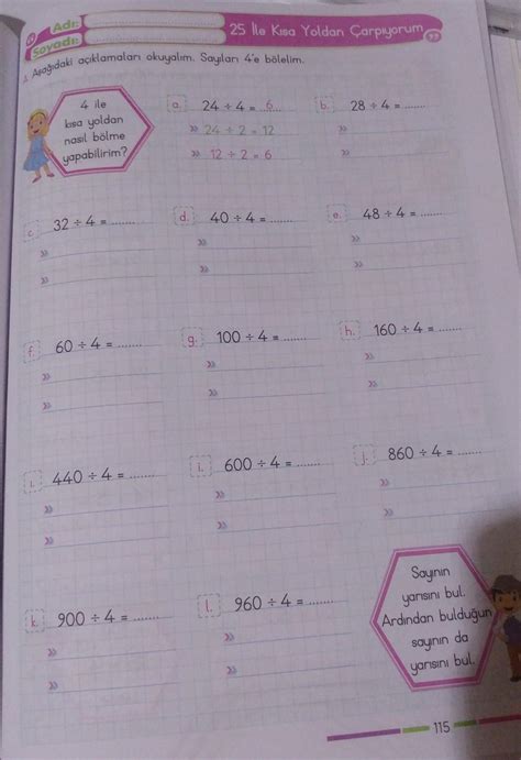 4 sınıf Mavi Deniz matematik 1 Kitap 115 sayfa yapar mısınız Eodev