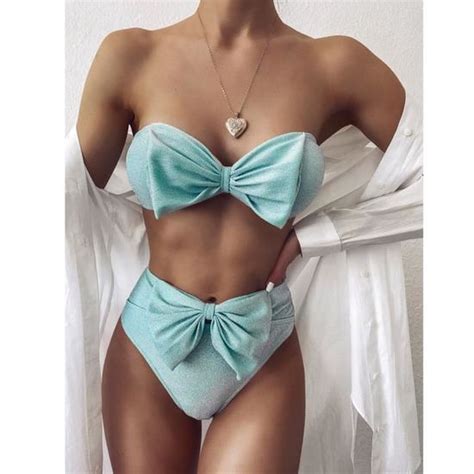 Femmes Bandeau Bowknot Sexy Bikini Push Up Maillot De Bain Rembourr