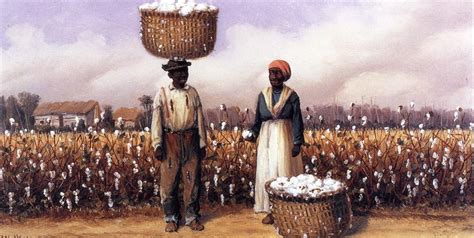 Paintings Reproductions Negro Man And Woman In Cotton Field With