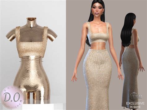 The Sims Resource Sunny Knitwear Laced Crop Top Set Do