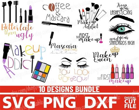 X Make Up Bundle Svg Mascara Svg Eye Svg Lipstick Svg Etsy