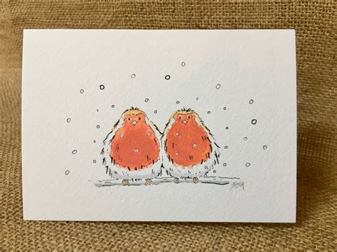 Pack Of Five Christmas Robin Cards Robin Cards Christmas Etsy