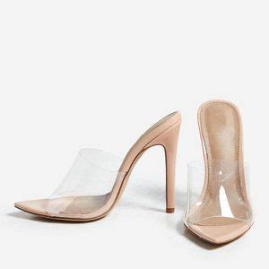 Cape Robbin Shoes New Transparent Clear Nude Stiletto High Heel Slipon Mules Sandals Open