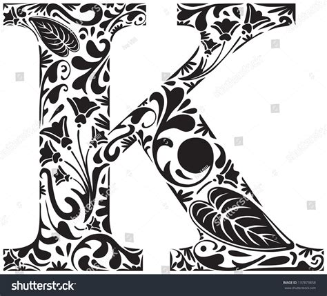 Floral Initial Capital Letter K Stock Vector 137873858 Shutterstock