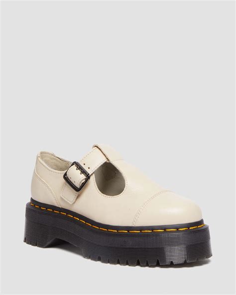 Babies Plateformes Bethan En Cuir Pisa En Beige Textur Dr Martens