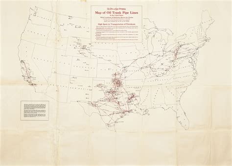 Mammoth Map Of American Crude Oil Pipelines And Refineries Rare