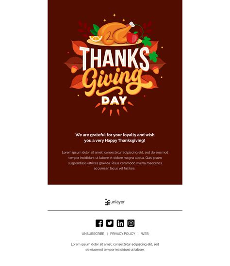 Happy Thanksgiving Email Template | Unlayer