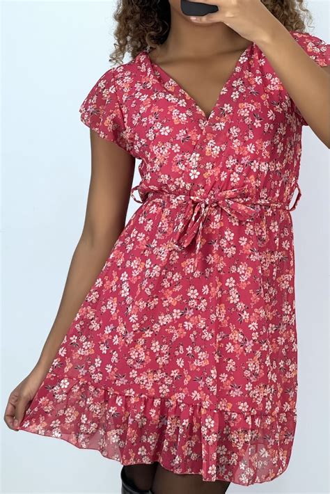 Robe Cache Coeur Fuchsia Fleurie Motif Liberty