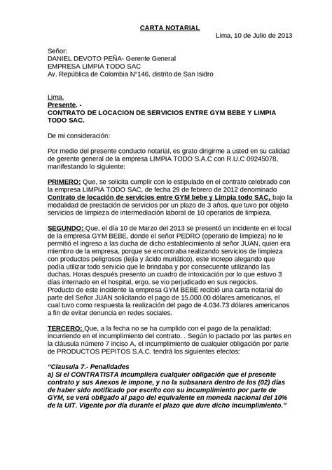 Modelo De Carta Notarial Imponiendo Penalidad Tesis De Derecho De Las