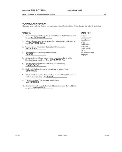 Finished Ma B Row Chapter Row Chapter Musculoskeletal