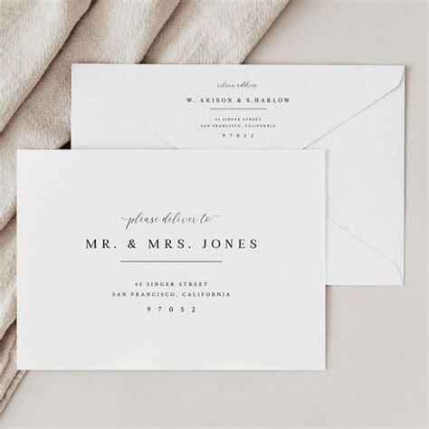 Wedding Printed Envelope Template Etsy