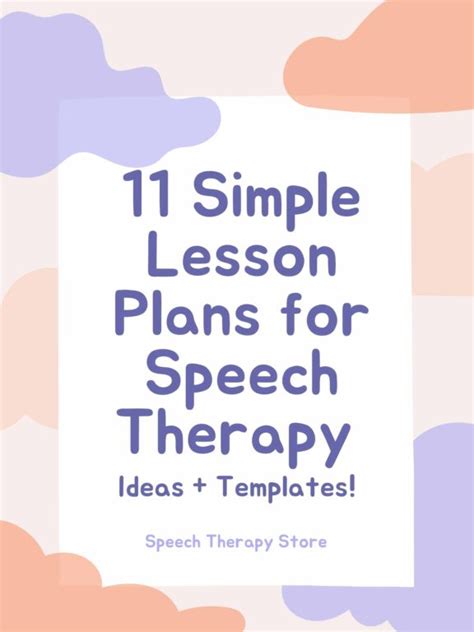 11 Simple Lesson Plans For Speech Therapy Ideas Templates Speech Therapy Store