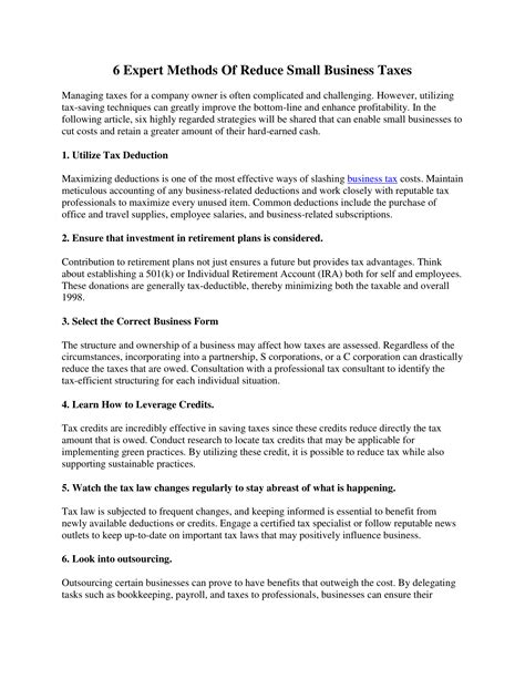 6 Expert Methods Of Reduce Small Business Taxes.pdf | DocDroid