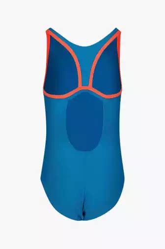 Speedo Boom Logo Placement Flyback Mädchen Badeanzug In Blau Rot Kaufen