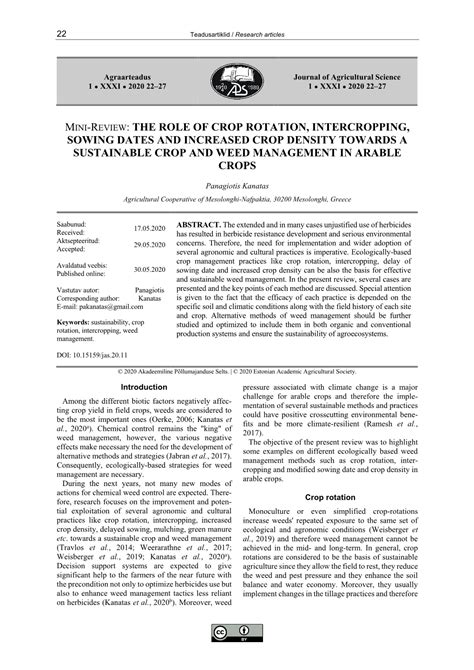 The Role Of Crop Rotation Intercropping Sowing Dates And Increased