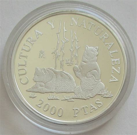 Spanien 2000 Pesetas 1996 Tiere Kantabrischer Braunbär Mago Muenzen