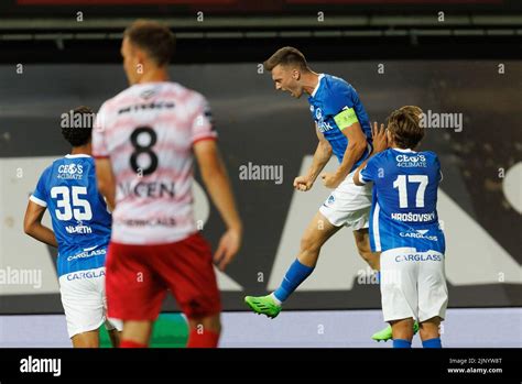 Genk S Bryan Heynen Celebrates After Scoring During A Soccer Match