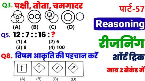 Reasoning परकटस Set57 SSC Railway UPP RPF SI NTPC CGL CHSL