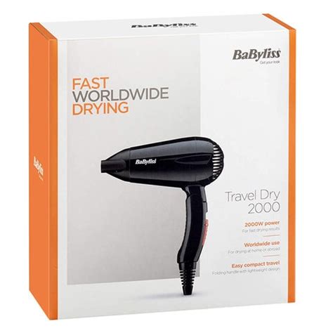 Buy BaByliss 5344E Travel Hair Dryer 2000W Black Online - Shop Beauty ...