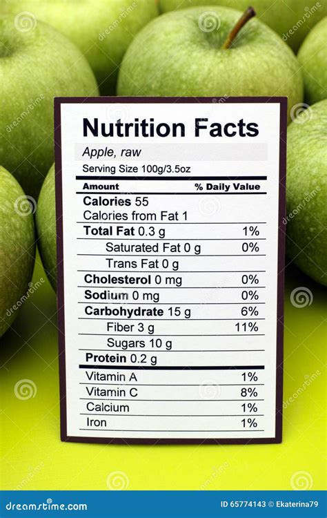 Nutrition Facts Of Raw Apples Stock Image Image Of Information Ingredient 65774143