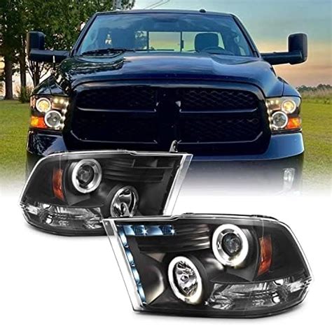 AKKON For 09 18 Dodge Ram Pickup Truck Black Bezel Dual Halo Ring LED