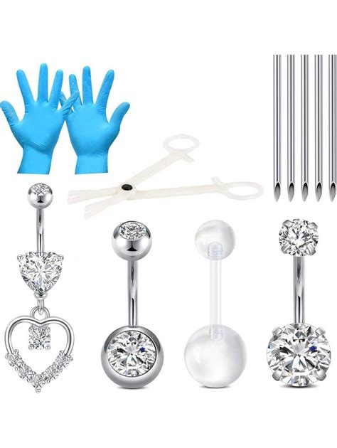 12pcs Belly Button Ring Piercing Kit Belly Button Piercing Kit