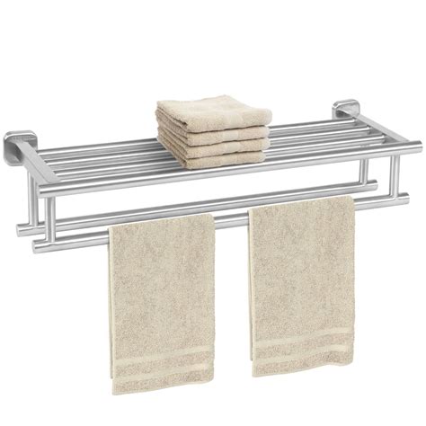 2020 Stainless Steel Double Towel Rack Wall Mount Bathroom Shelf Bar ...