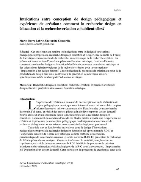 PDF Intrications entre conception de design pédagogique et expérience