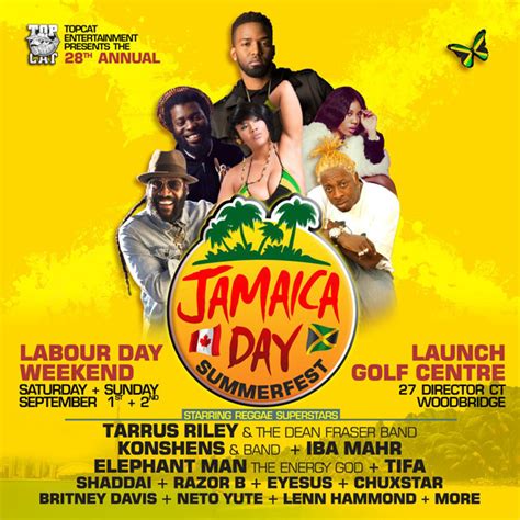 28th Annual Jamaica Day Summerfest September 1st And 2nd At Launch Gold Centre Reggaemania