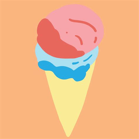 Colorful Freehand Drawing Of A Cone Of Icecream Vector Art At