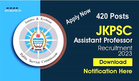 Jkpsc Assistant Professor Vacancy 2023 जम्मू कश्मीर में सहायक प्रोफेसर के पदों पर भर्ती ऐसे