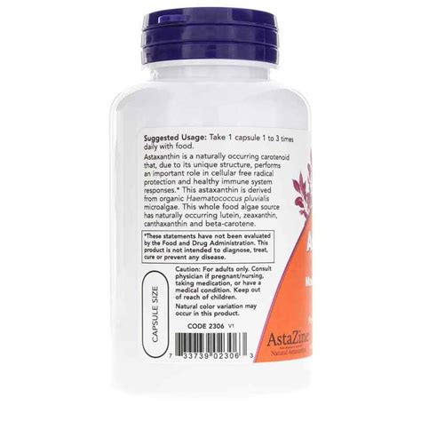 Astaxanthin 4 Mg With Organic Algae Now Foods