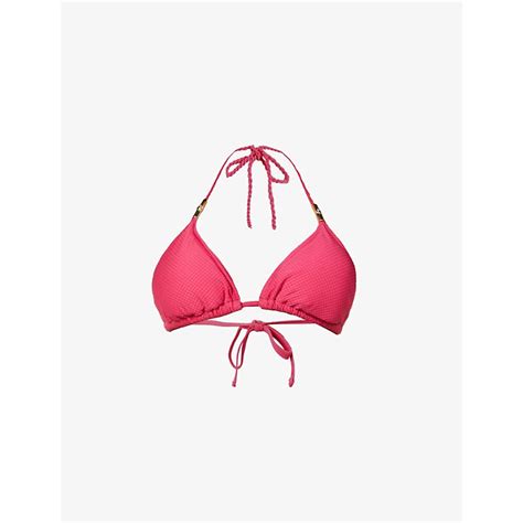 Heidi Klein Melides Triangle Recycled Polyamide Blend Bikini Top Pink Editorialist
