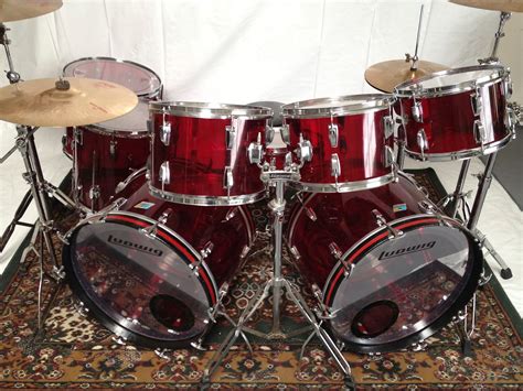 1970s Red Ludwig Vistalite 8 Piece Drum Set Reverb Drum Set Drums