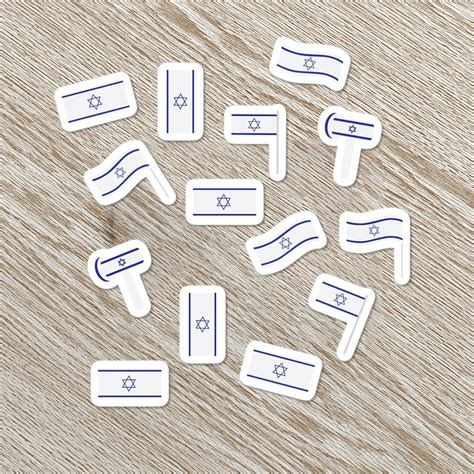 Israel Flag Stickers Sheet Blue Stripes And Star Of David Etsy