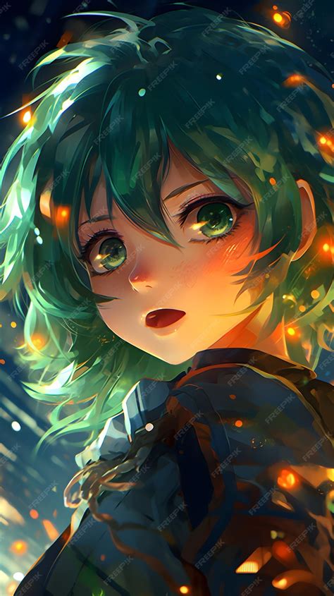 Premium Photo | Anime Girl green hair Wallpaper