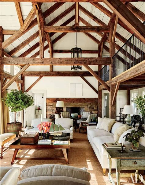 Stunning Interior Living Spaces With Exposed Ceiling Trusses Exposed