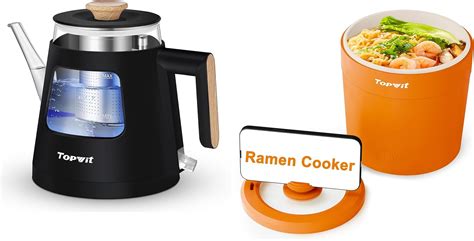 Topwit Ramen Cooker Mini Electric Pot 1l Orange And 1 0l